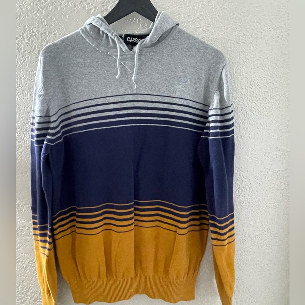 Carbon Men’s Gray, Purple , and Mustard‎ Crewneck Hoodie Sweater Size Large